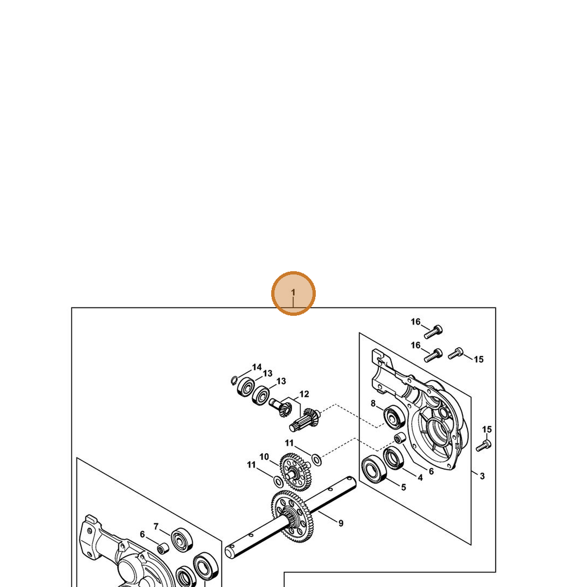 STIHL part 4601-640-0102 — IPL diagram snippet (6x zoom, amber highlight)