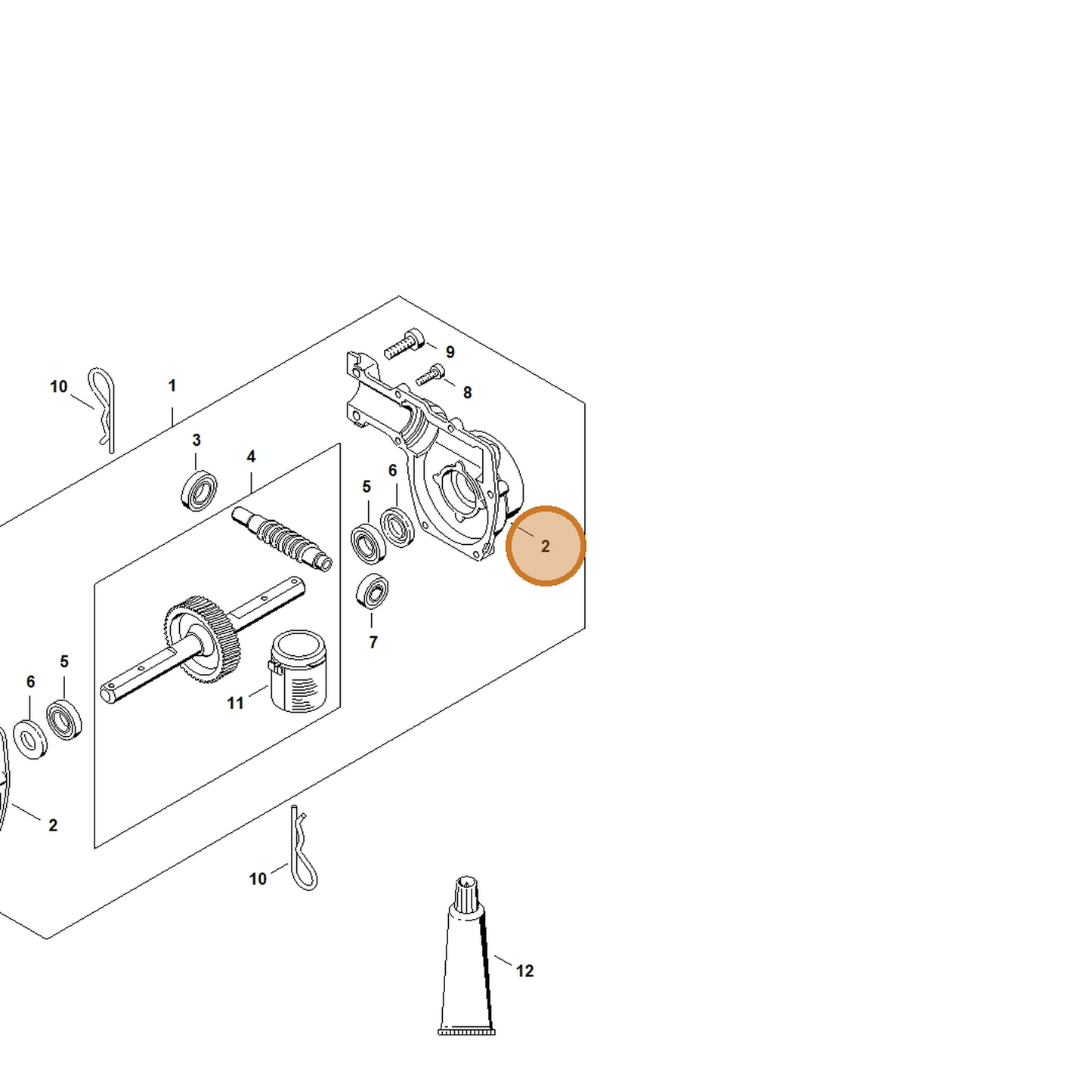 STIHL part 4601-640-0500 — IPL diagram snippet (6x zoom, amber highlight)