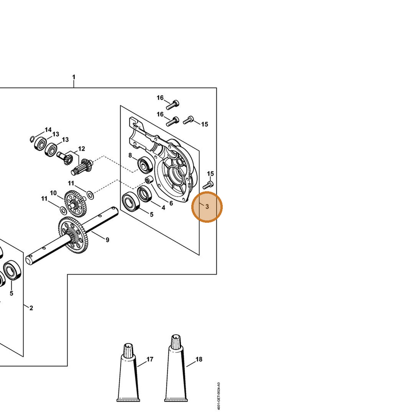 STIHL part 4601-640-0503 — IPL diagram snippet (6x zoom, amber highlight)
