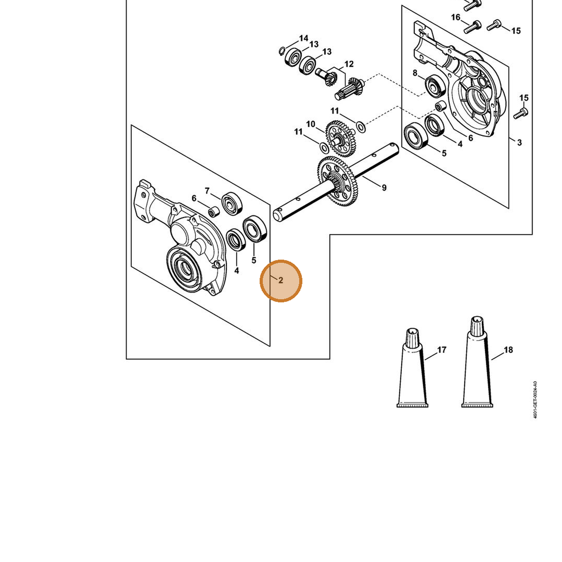 STIHL part 4601-640-0504 — IPL diagram snippet (6x zoom, amber highlight)