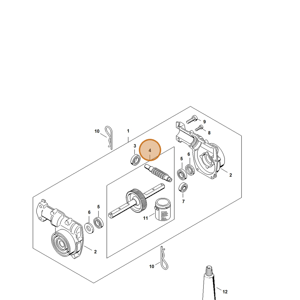 STIHL part 4601-640-7100 — IPL diagram snippet (6x zoom, amber highlight)