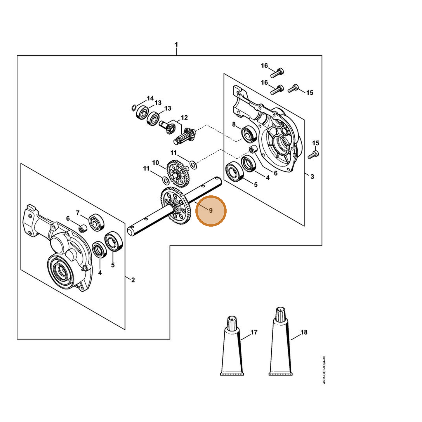 STIHL part 4601-640-7501 — IPL diagram snippet (6x zoom, amber highlight)