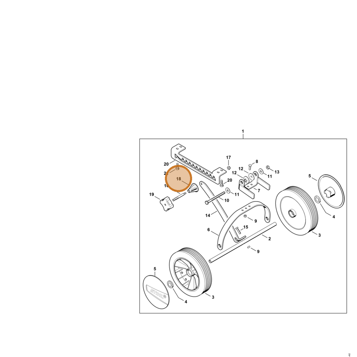 STIHL part 4601-703-3800 — IPL diagram snippet (6x zoom, amber highlight)