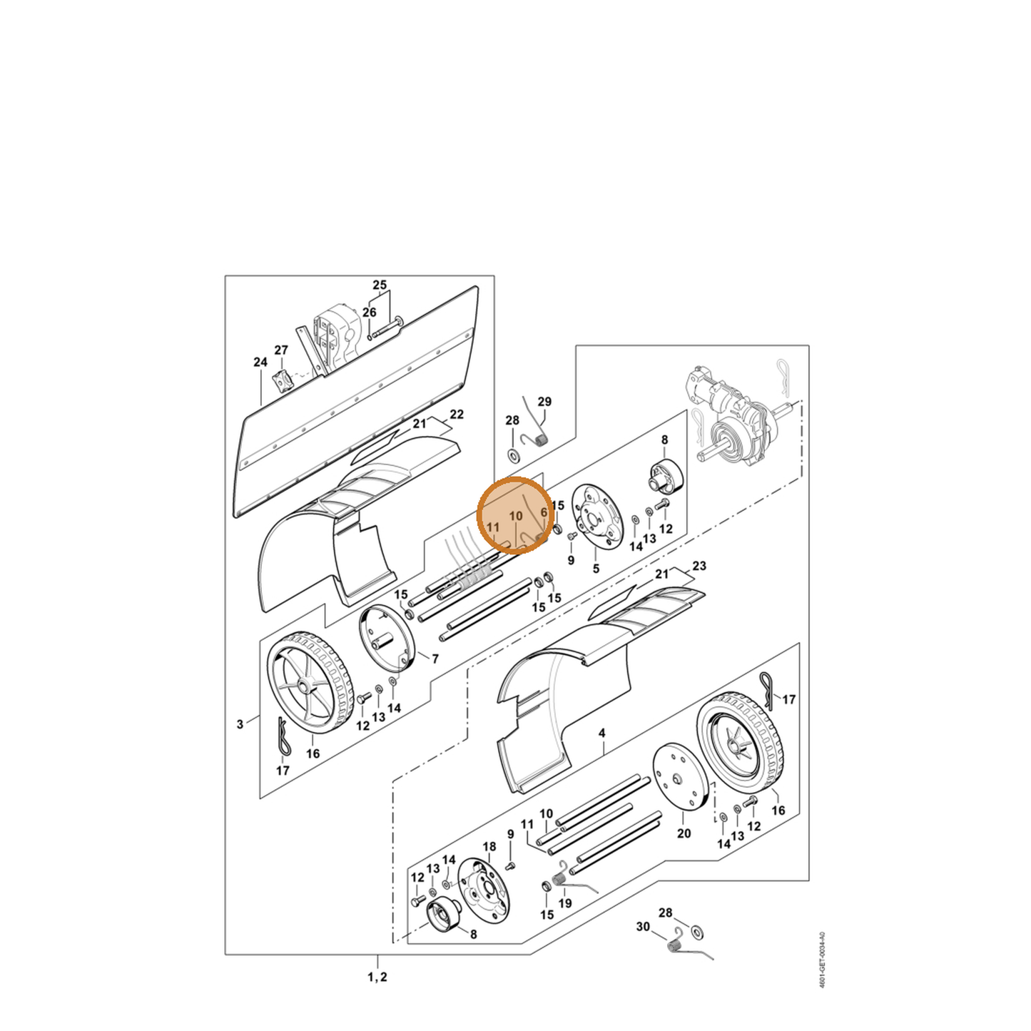 STIHL part 4601-703-9100 — IPL diagram snippet (6x zoom, amber highlight)