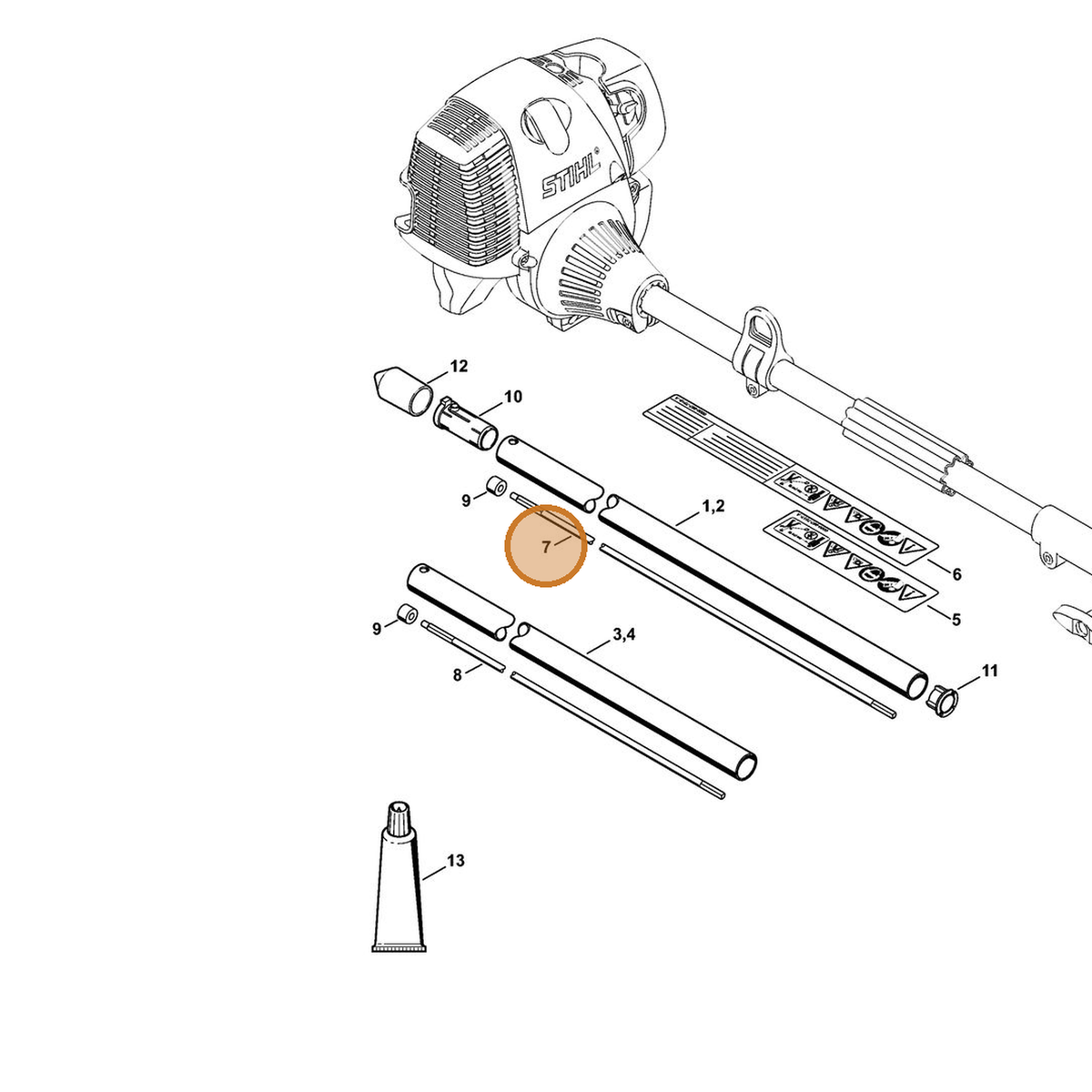 STIHL part 4601-710-3201 — IPL diagram snippet (6x zoom, amber highlight)