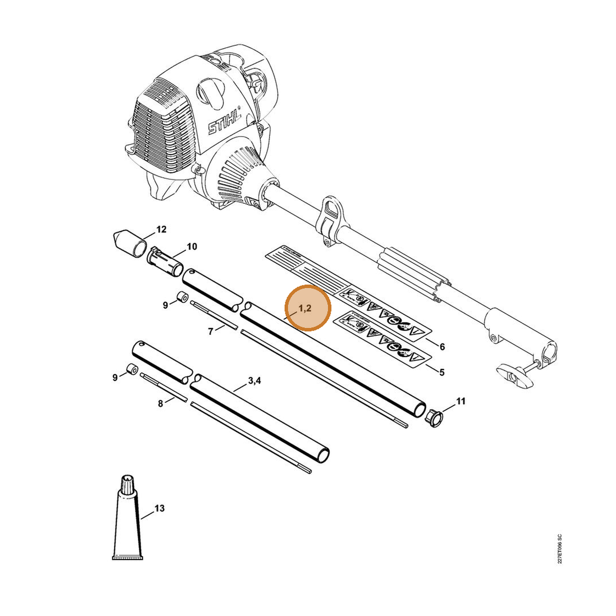 STIHL part 4601-710-7107 — IPL diagram snippet (6x zoom, amber highlight)