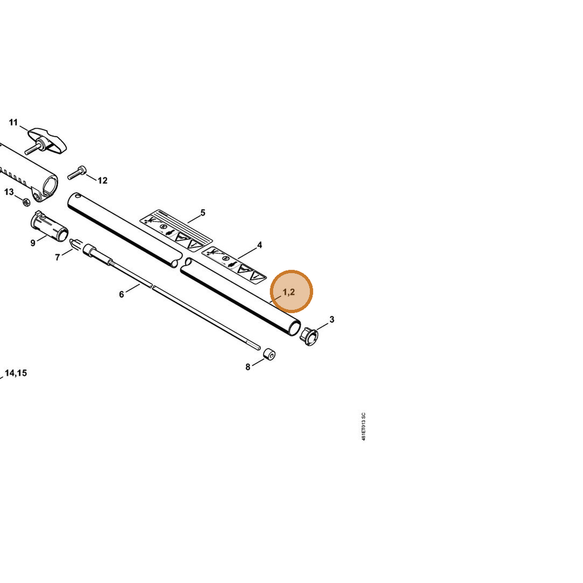 STIHL part 4601-710-7116 — IPL diagram snippet (6x zoom, amber highlight)