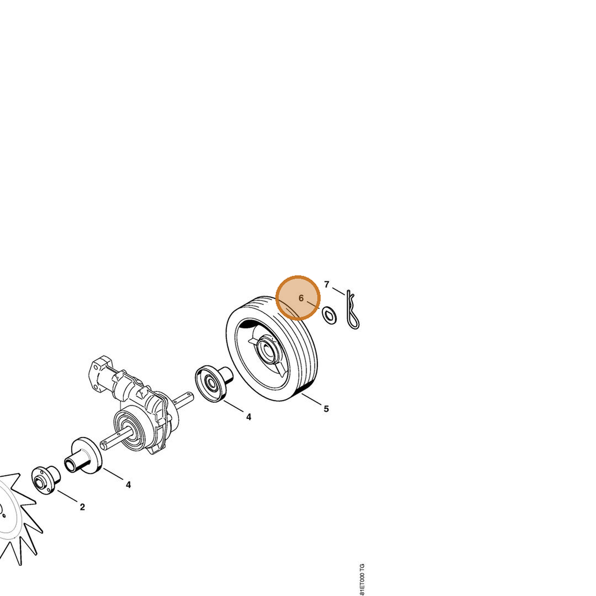 STIHL part 4601-713-8500 — IPL diagram snippet (6x zoom, amber highlight)