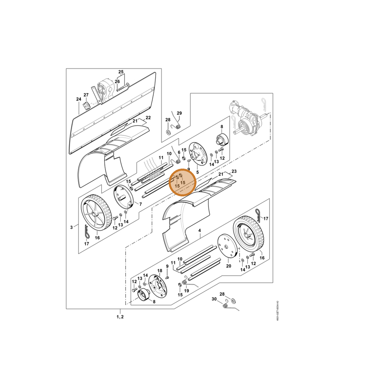 STIHL part 4601-716-0200 — IPL diagram snippet (6x zoom, amber highlight)