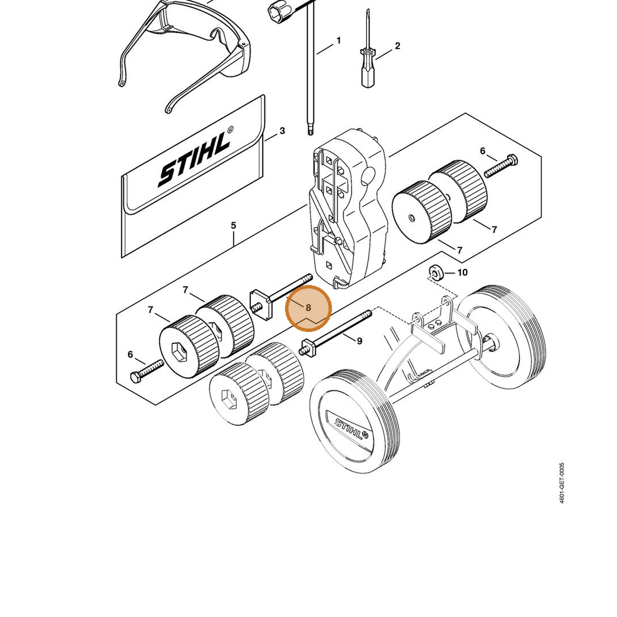 STIHL part 4601-730-9400 — IPL diagram snippet (6x zoom, amber highlight)