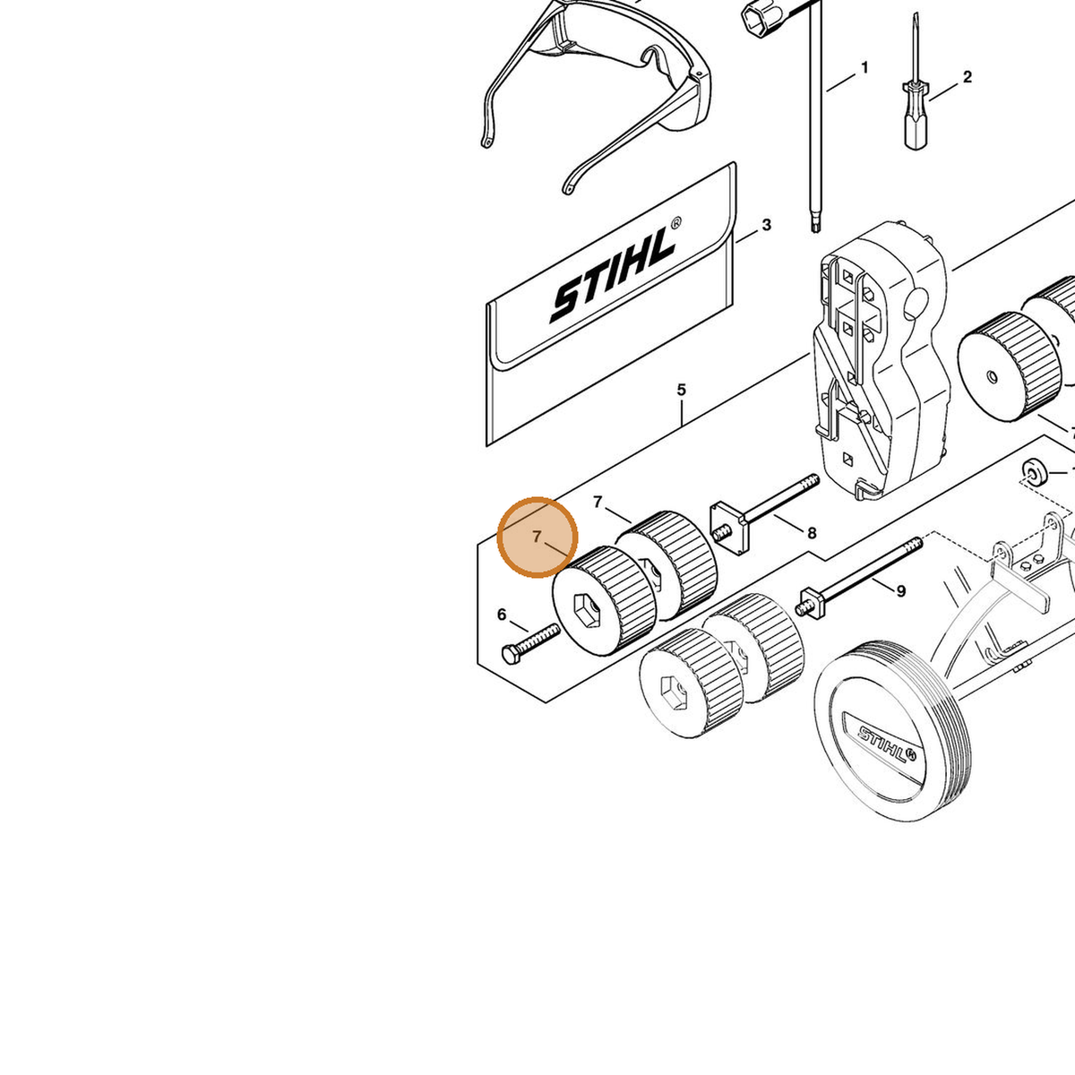 STIHL part 4601-731-4800 — IPL diagram snippet (6x zoom, amber highlight)