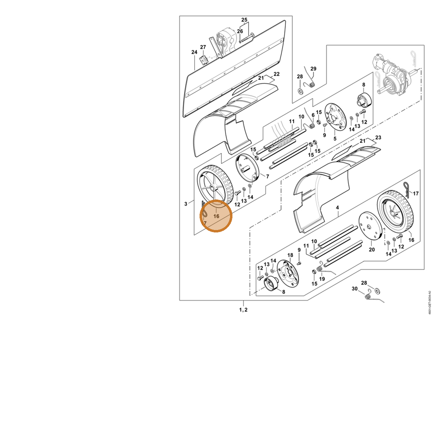 STIHL part 4601-740-1400 — IPL diagram snippet (6x zoom, amber highlight)