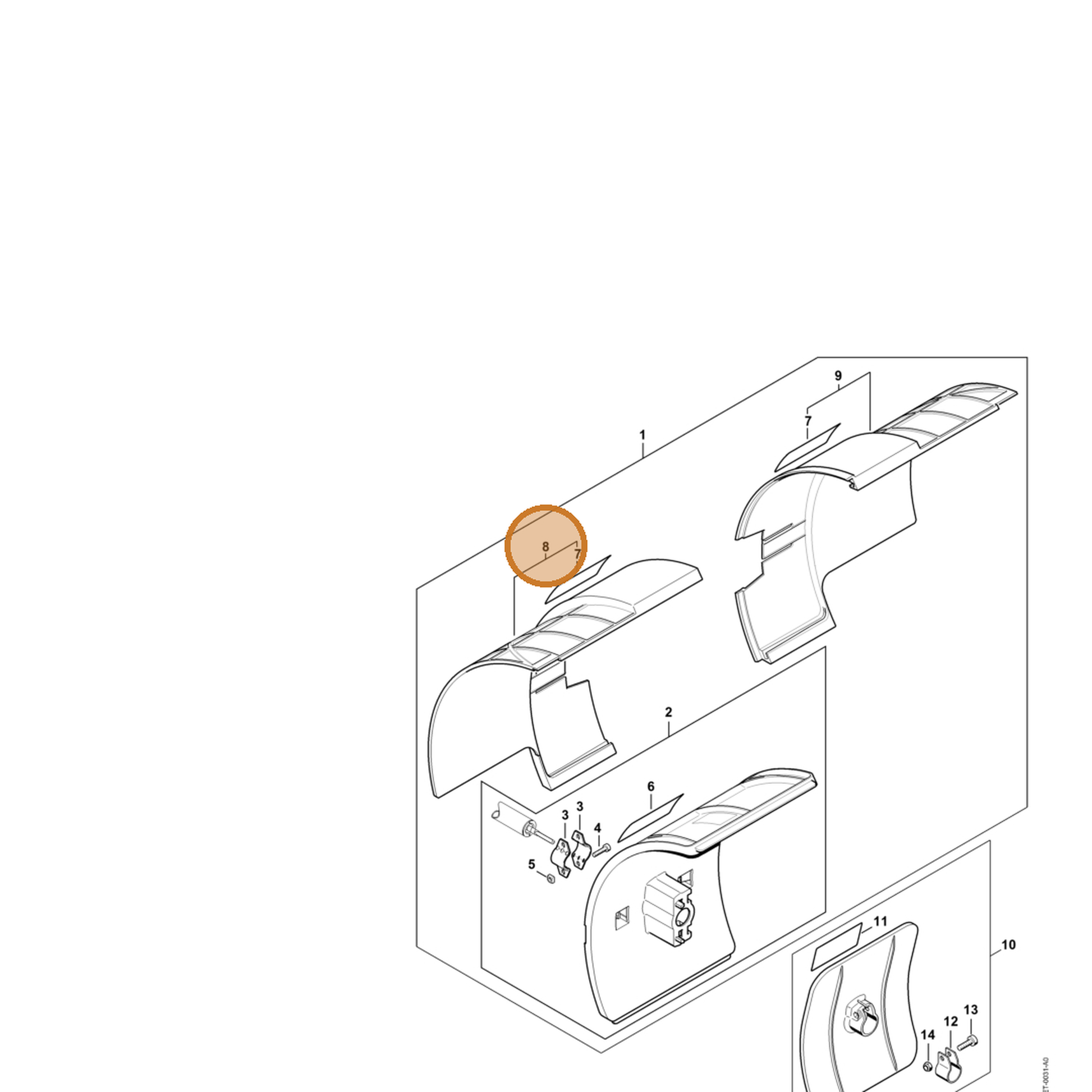 STIHL part 4601-740-2800 — IPL diagram snippet (6x zoom, amber highlight)