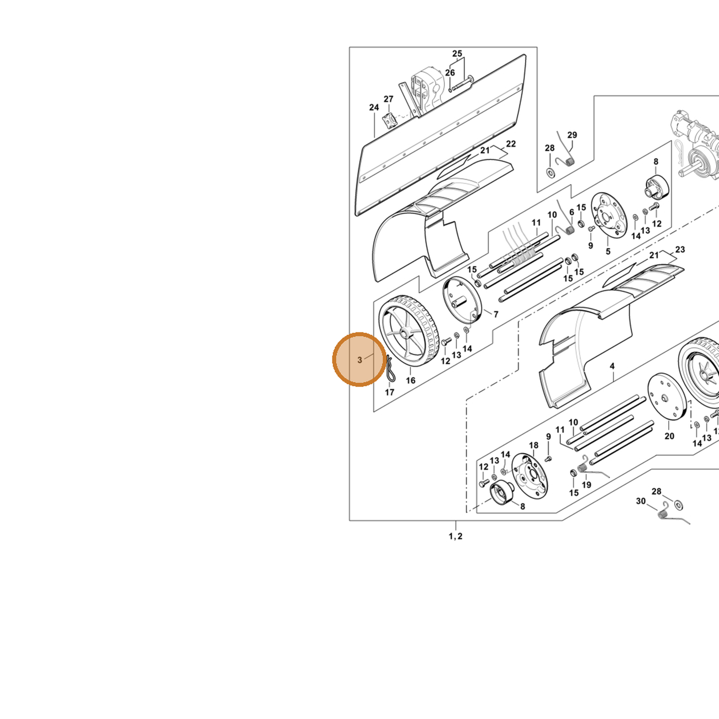 STIHL part 4601-740-4702 — IPL diagram snippet (6x zoom, amber highlight)