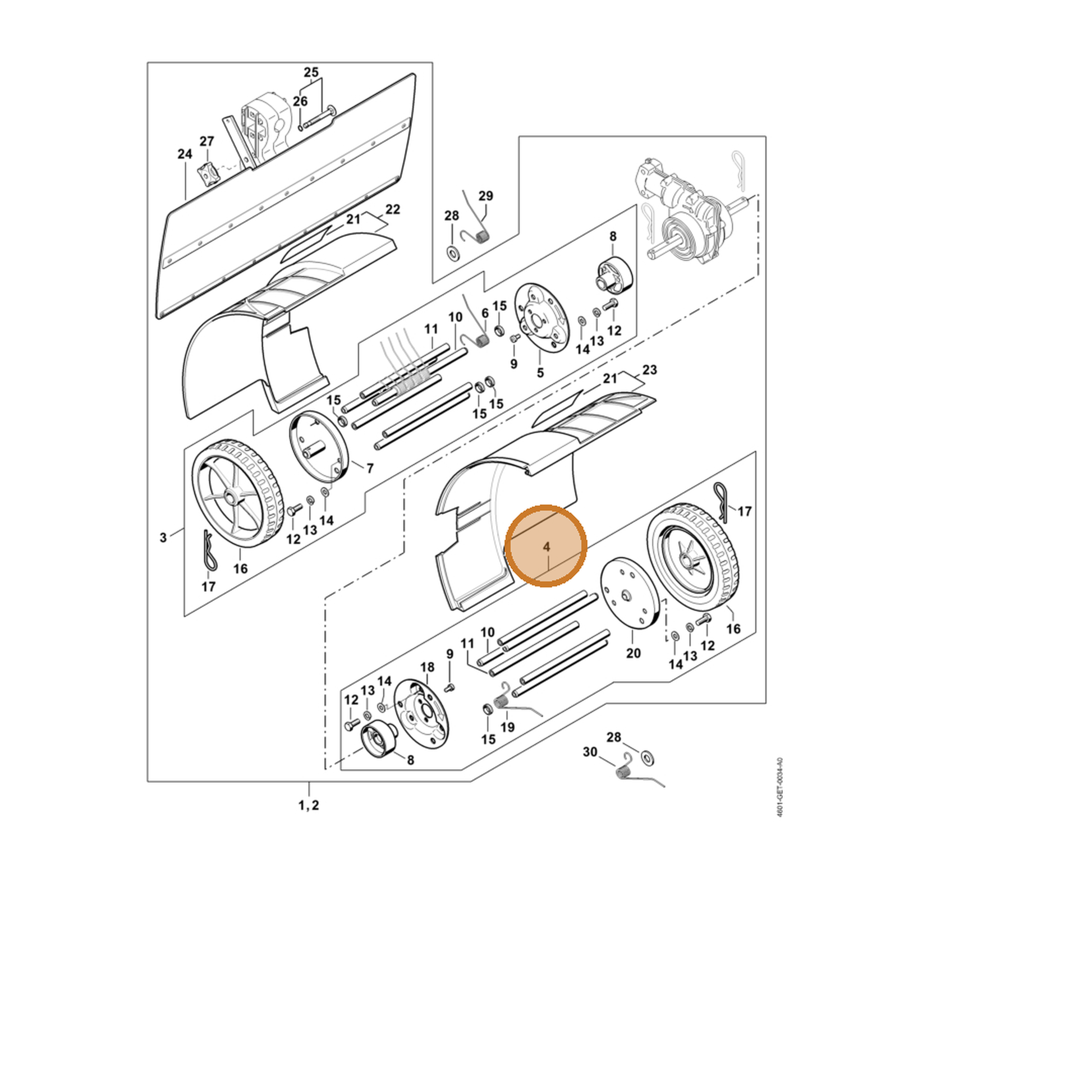 STIHL part 4601-740-4703 — IPL diagram snippet (6x zoom, amber highlight)