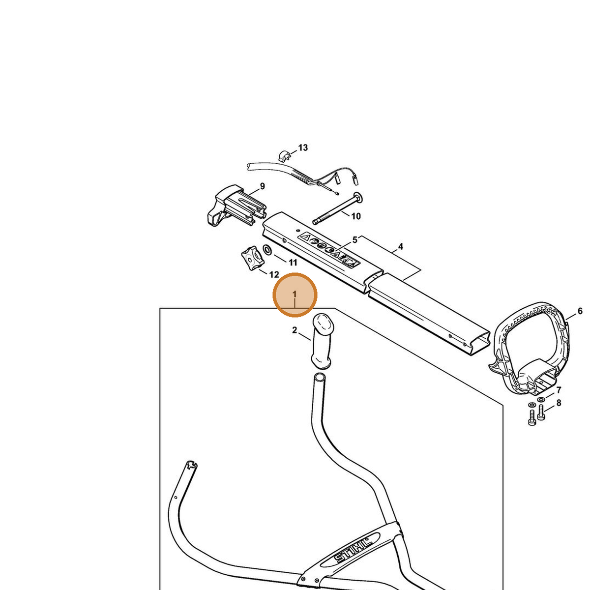STIHL part 4601-790-1700 — IPL diagram snippet (6x zoom, amber highlight)