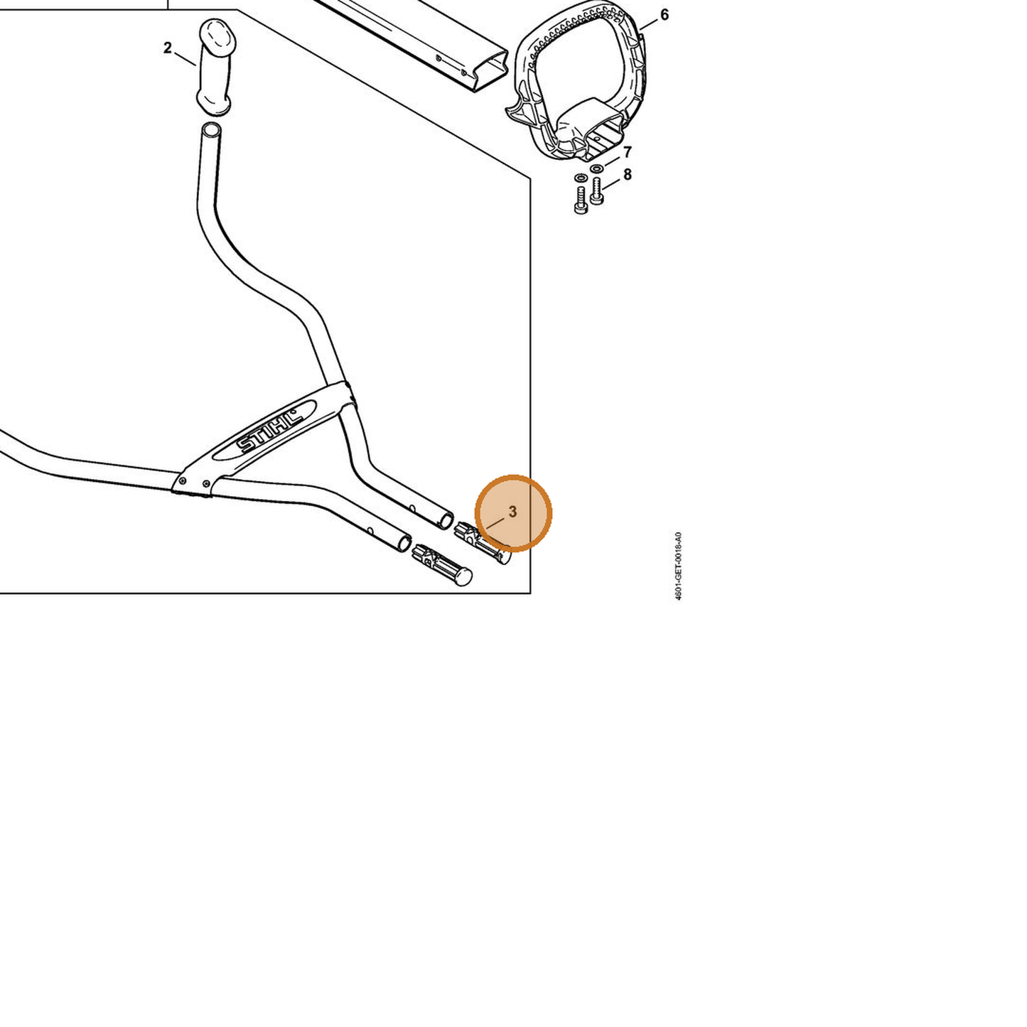 STIHL part 4601-791-7300 — IPL diagram snippet (6x zoom, amber highlight)