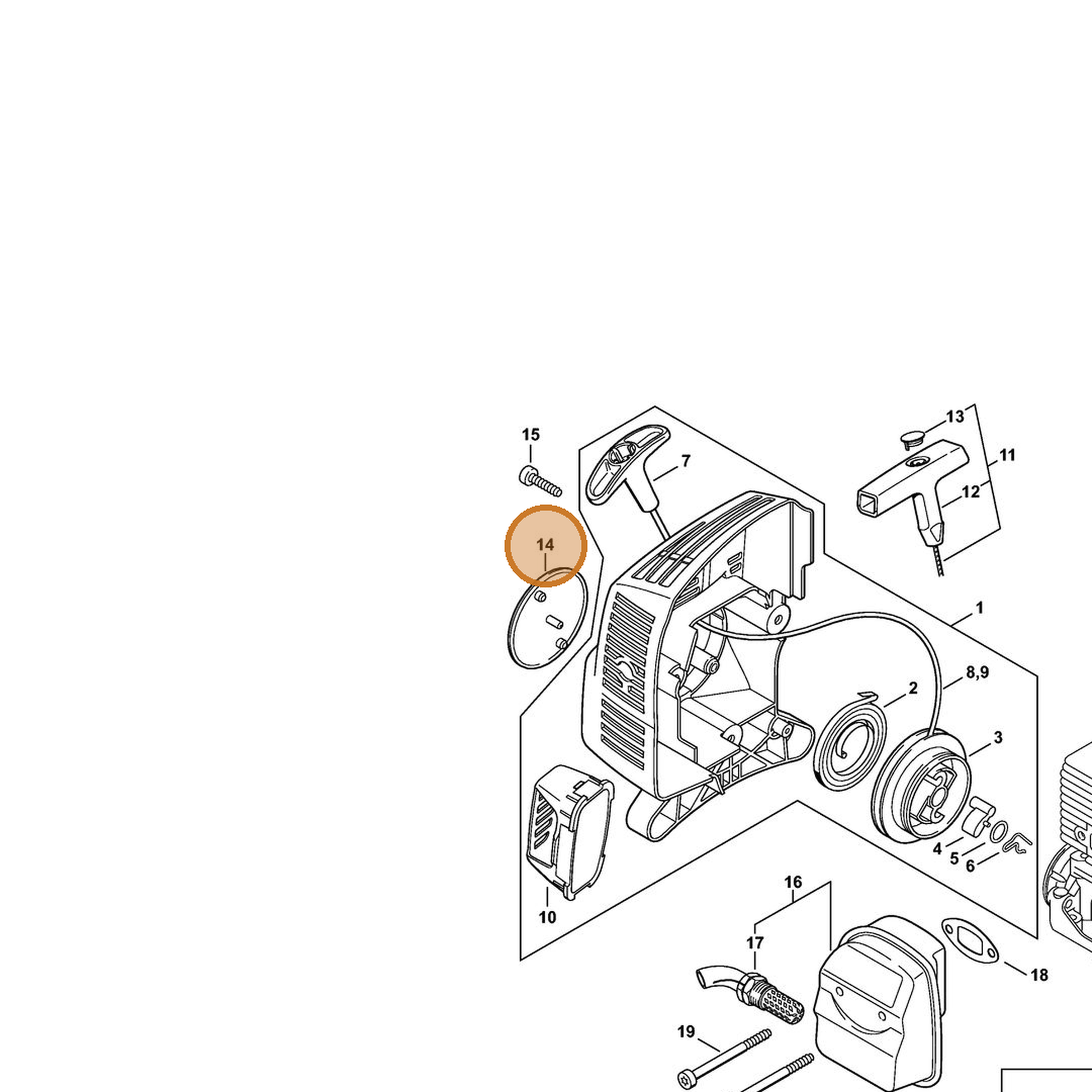 STIHL part 4601-967-1500 — IPL diagram snippet (6x zoom, amber highlight)