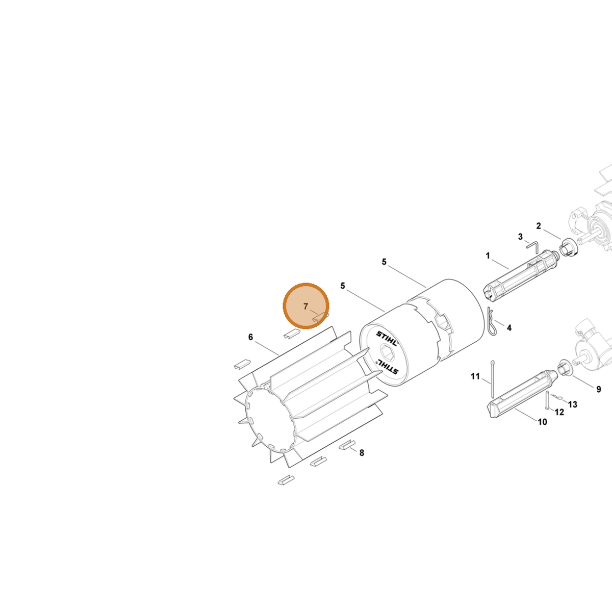 STIHL part 4602-732-0900 — IPL diagram snippet (6x zoom, amber highlight)