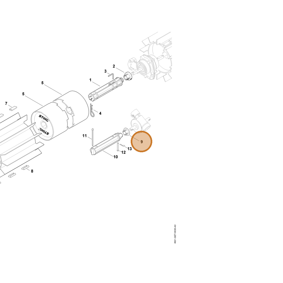 STIHL part 4602-732-1000 — IPL diagram snippet (6x zoom, amber highlight)