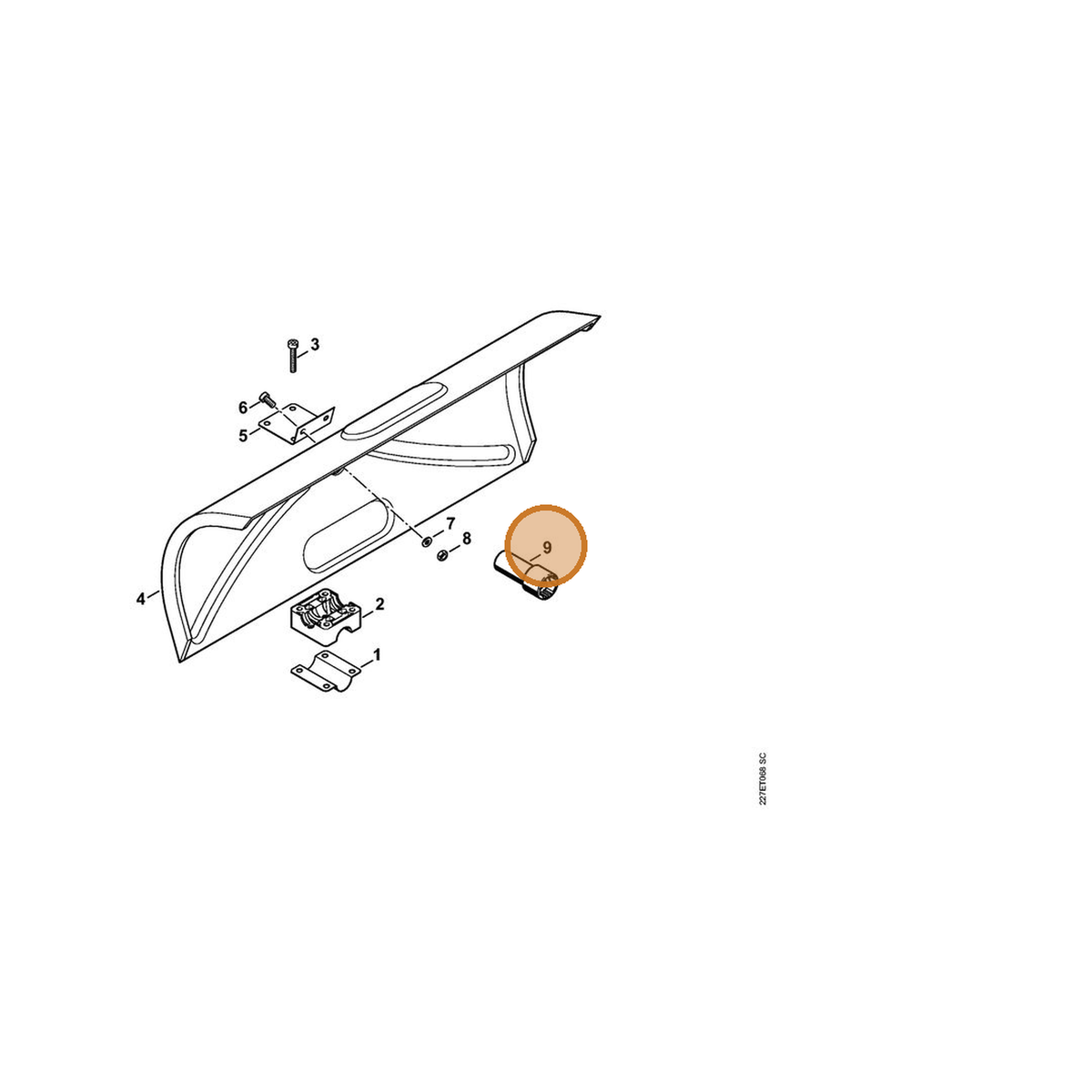 STIHL part 4602-738-0201 — IPL diagram snippet (6x zoom, amber highlight)