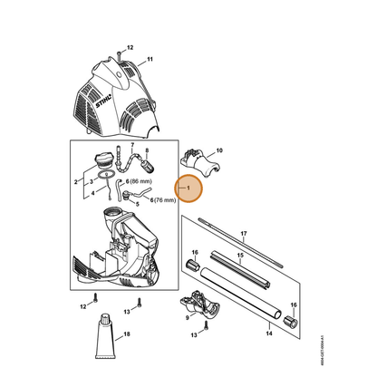 STIHL part 4604-020-3006 — IPL diagram snippet (6x zoom, amber highlight)