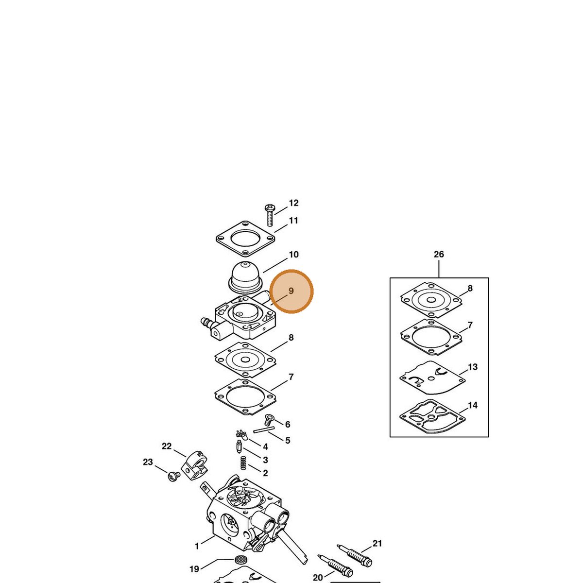 STIHL part 4604-120-2200 — IPL diagram snippet (6x zoom, amber highlight)