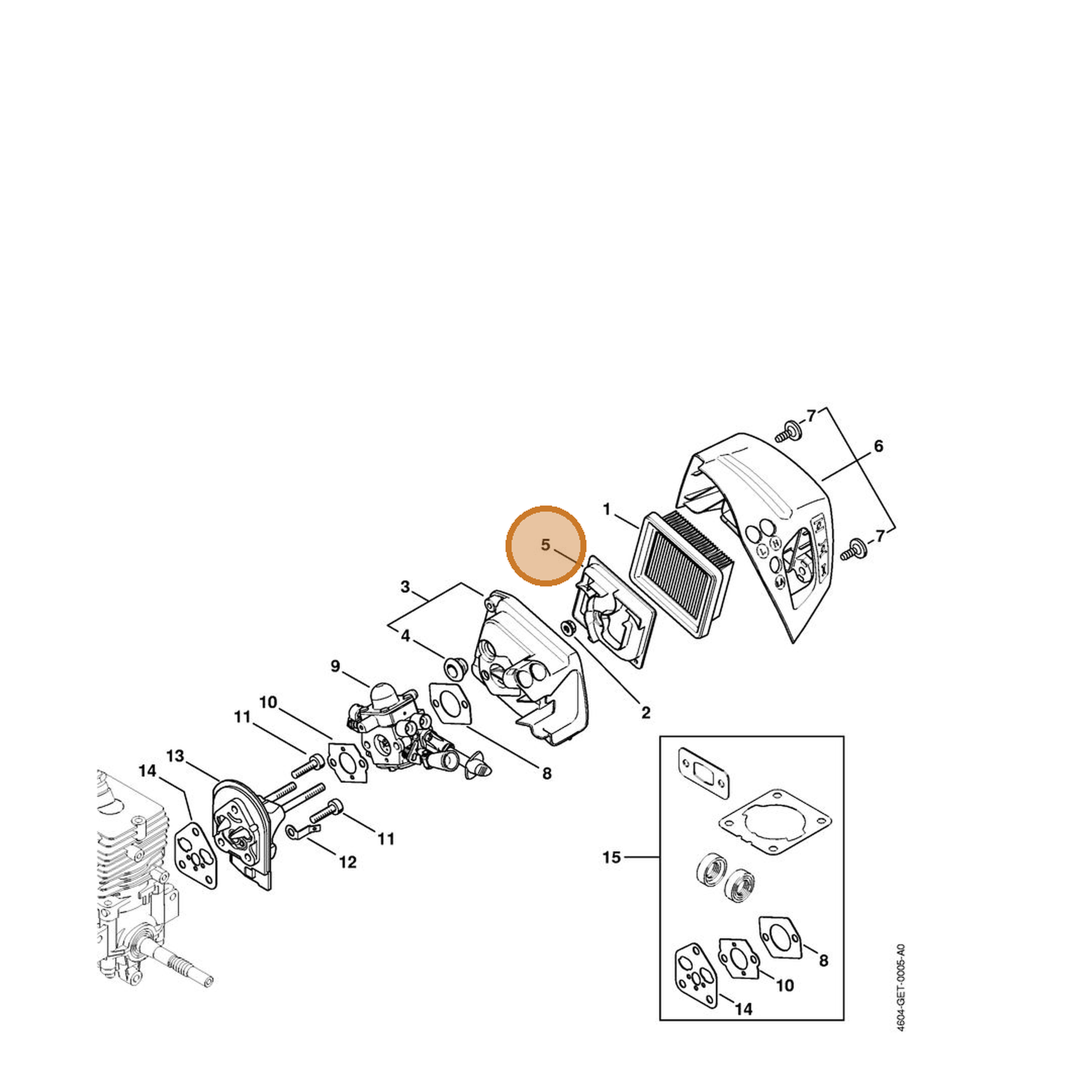 STIHL part 4604-121-6901 — IPL diagram snippet (6x zoom, amber highlight)