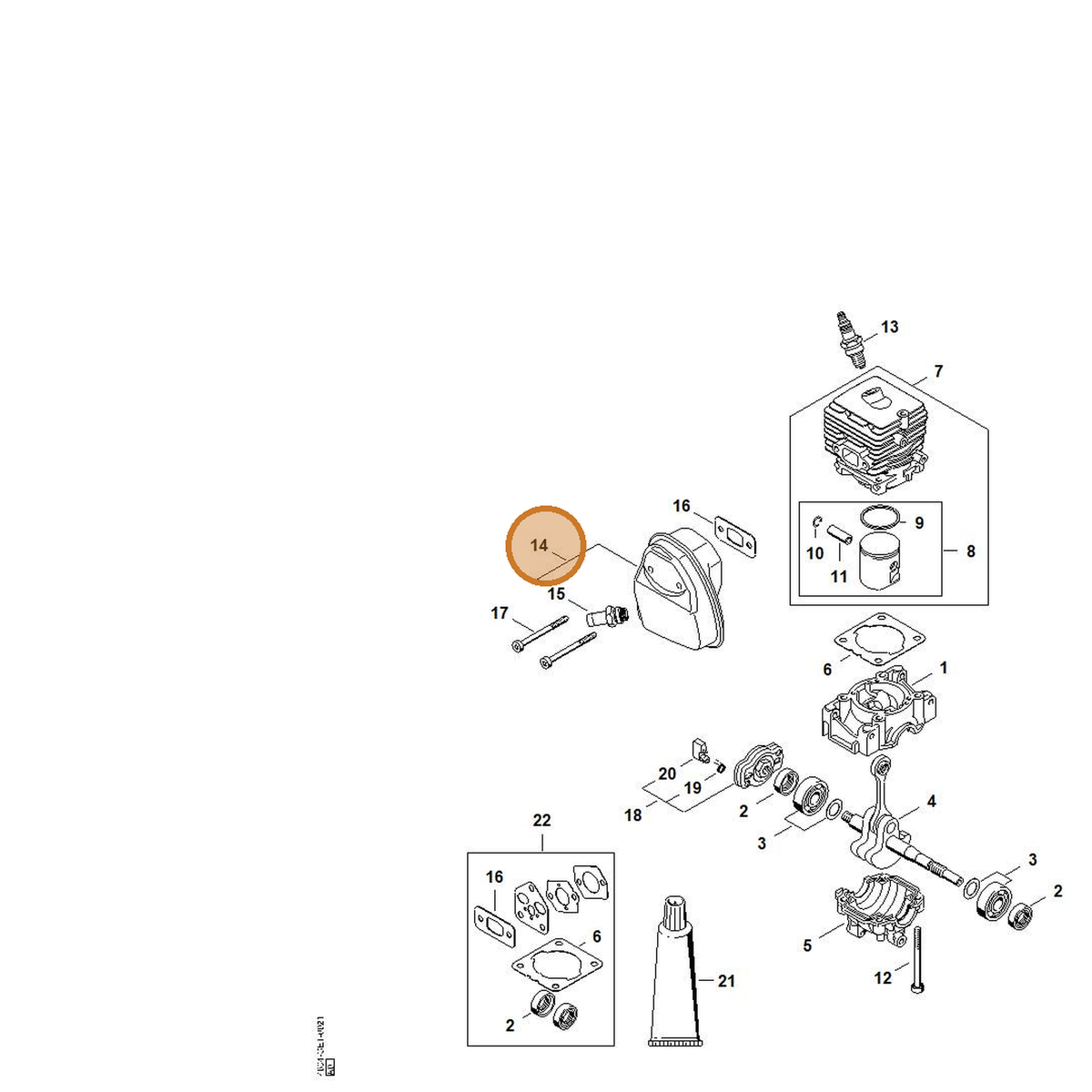 STIHL part 4604-140-0602 — IPL diagram snippet (6x zoom, amber highlight)