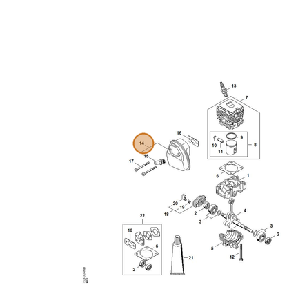 STIHL part 4604-140-0602 — IPL diagram snippet (6x zoom, amber highlight)