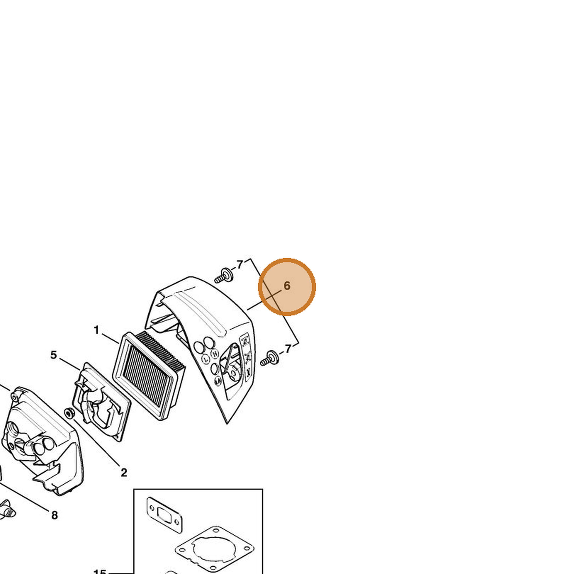 STIHL part 4604-140-1001 — IPL diagram snippet (6x zoom, amber highlight)