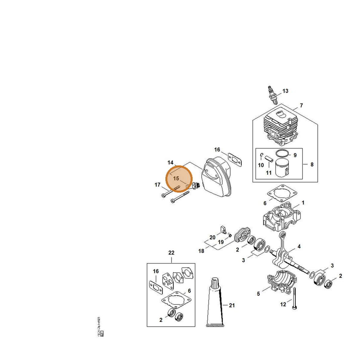 STIHL part 4604-140-6901 — IPL diagram snippet (6x zoom, amber highlight)