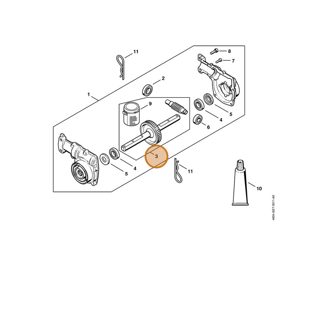 STIHL part 4604-640-7100 — IPL diagram snippet (6x zoom, amber highlight)