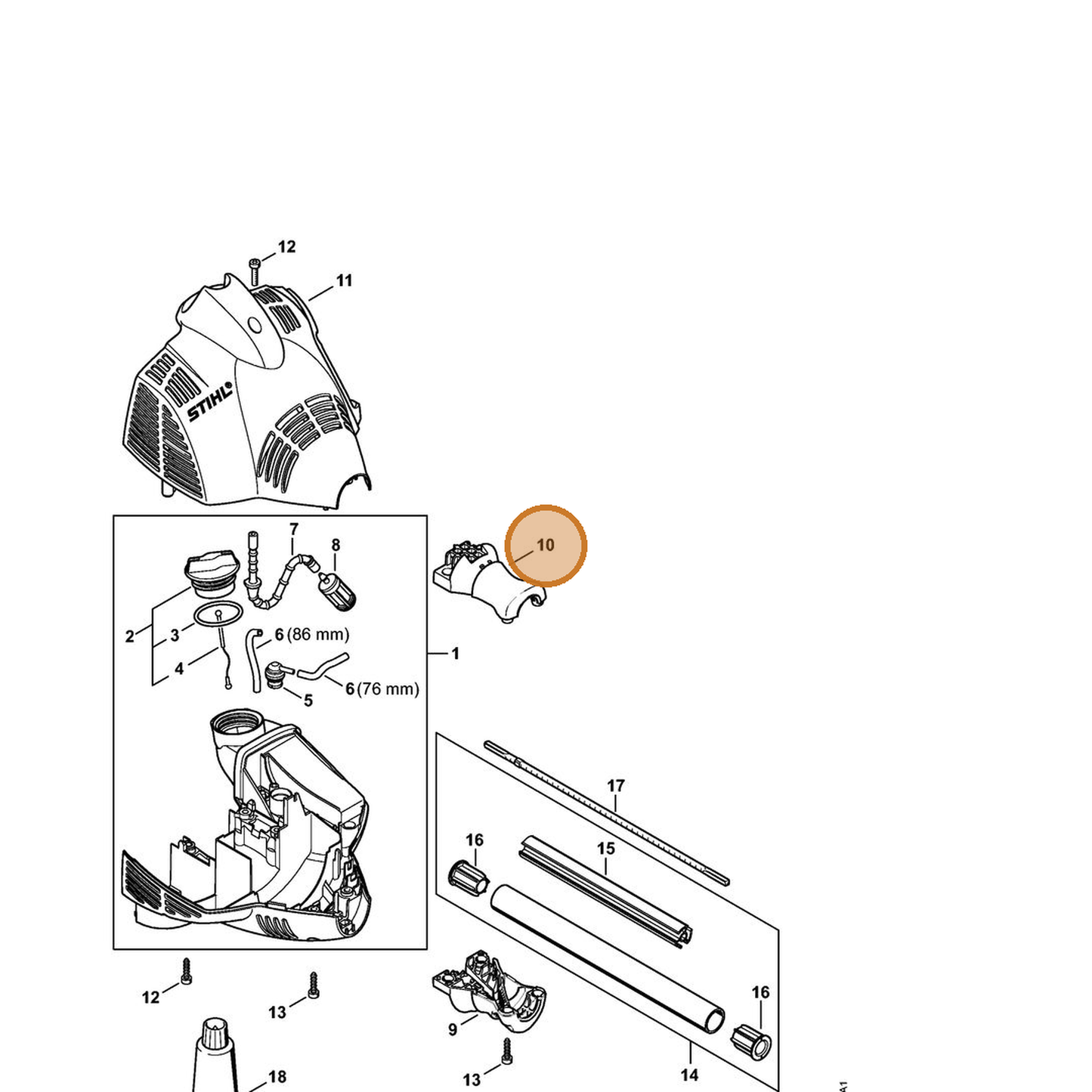 STIHL part 4604-791-0900 — IPL diagram snippet (6x zoom, amber highlight)
