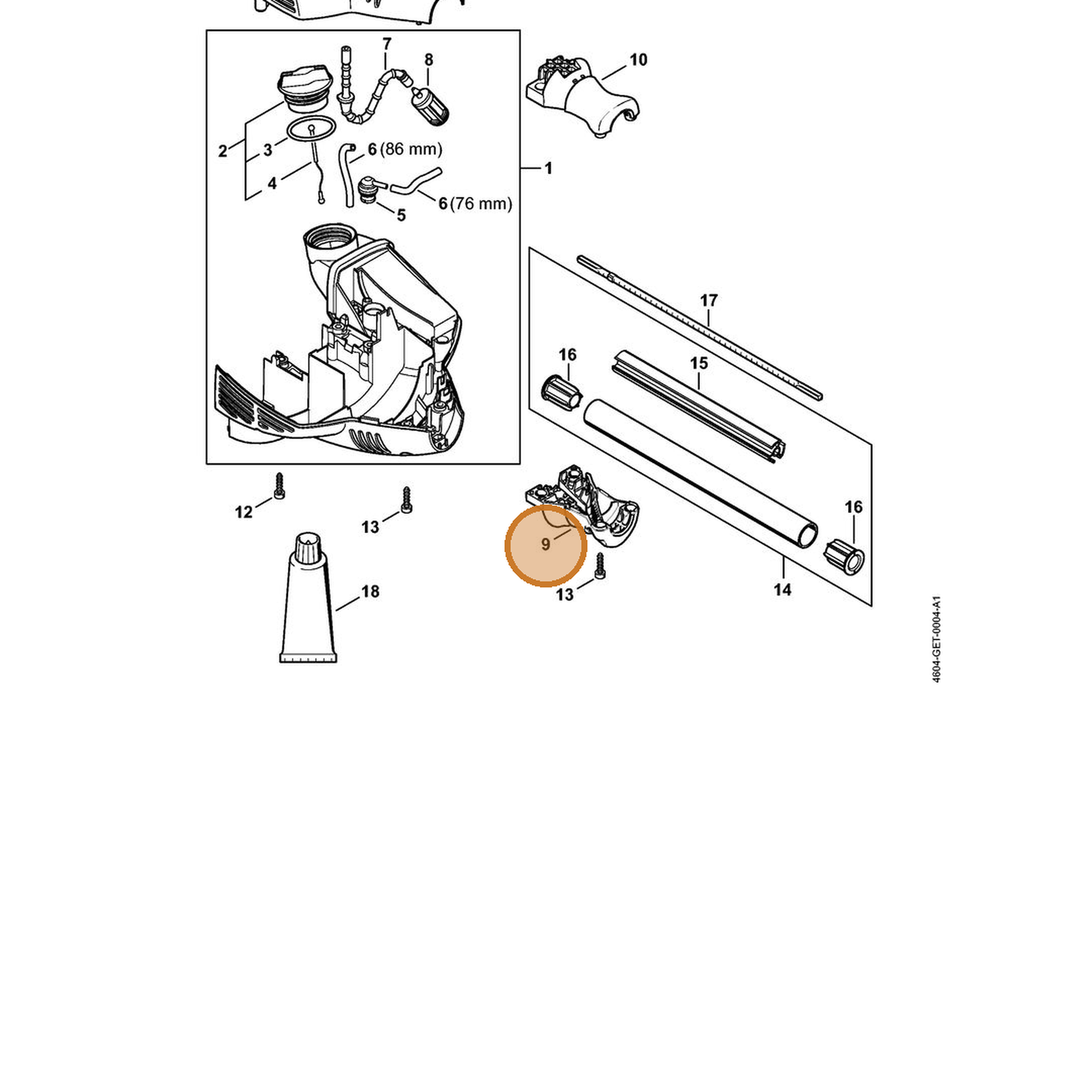 STIHL part 4604-791-0901 — IPL diagram snippet (6x zoom, amber highlight)