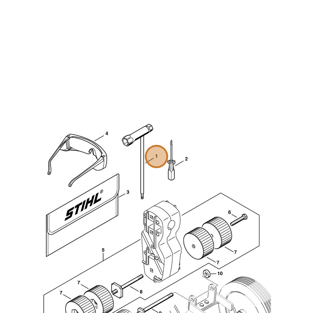 STIHL part 4604-890-3400 — IPL diagram snippet (6x zoom, amber highlight)