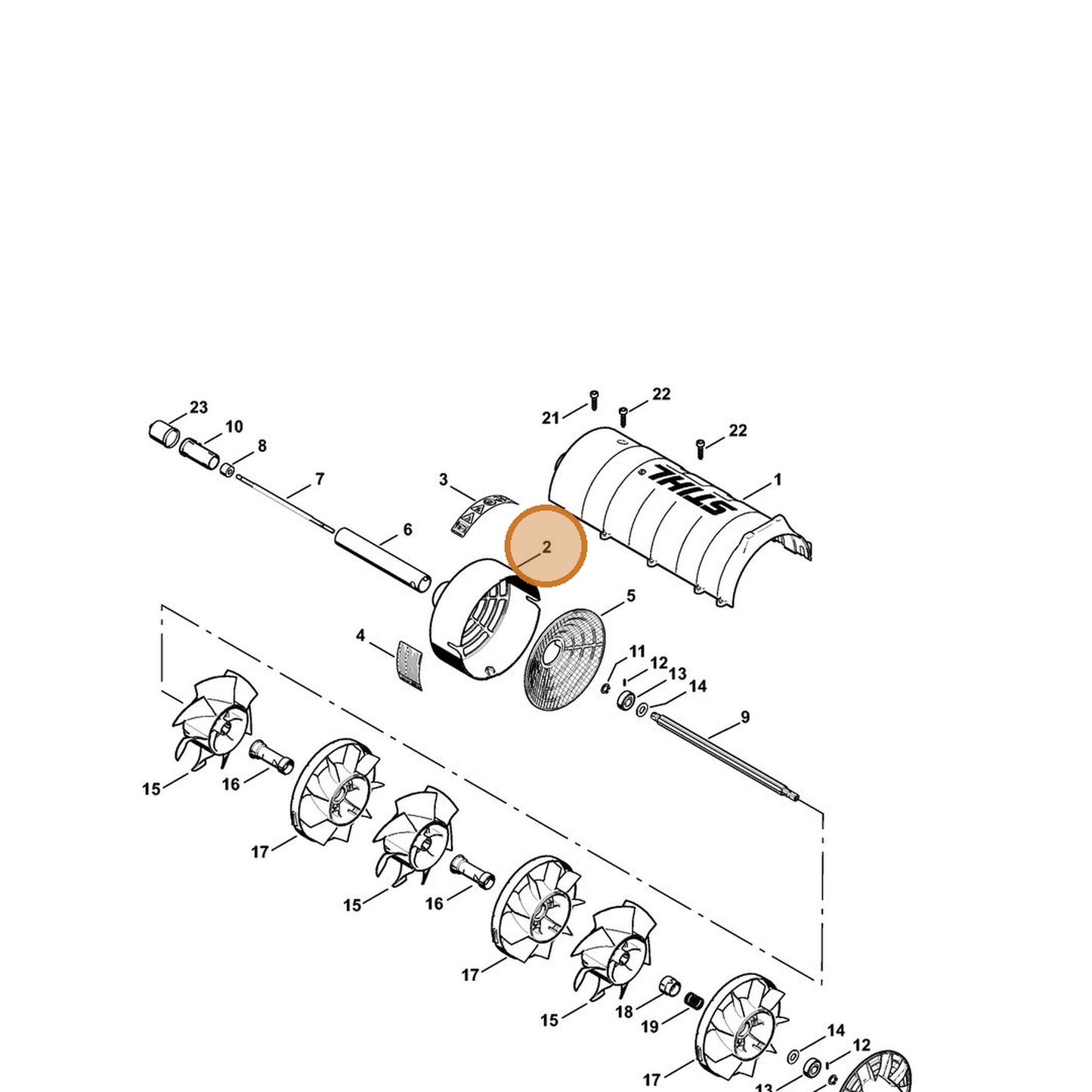 STIHL part 4606-760-8100 — IPL diagram snippet (6x zoom, amber highlight)