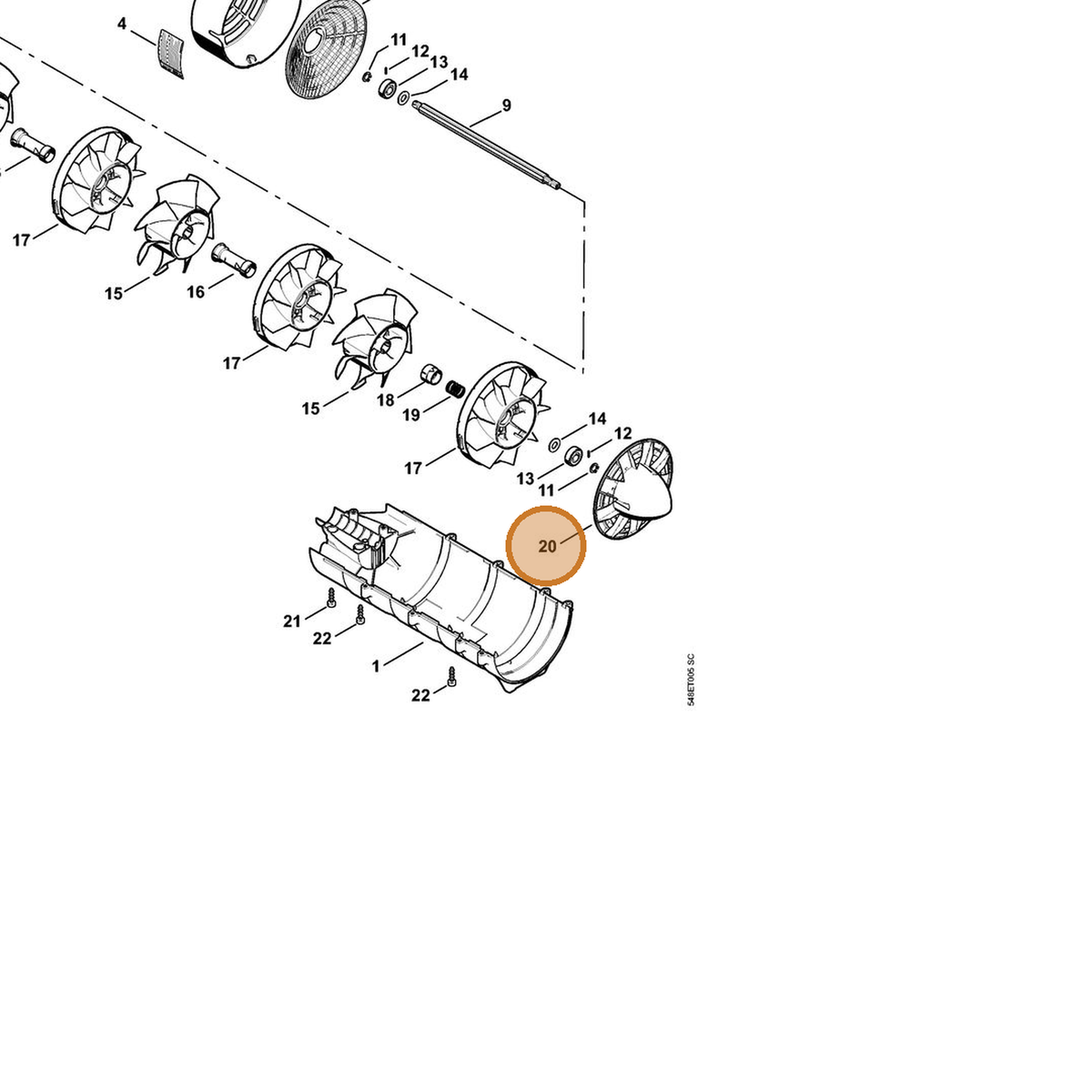 STIHL part 4606-761-0300 — IPL diagram snippet (6x zoom, amber highlight)