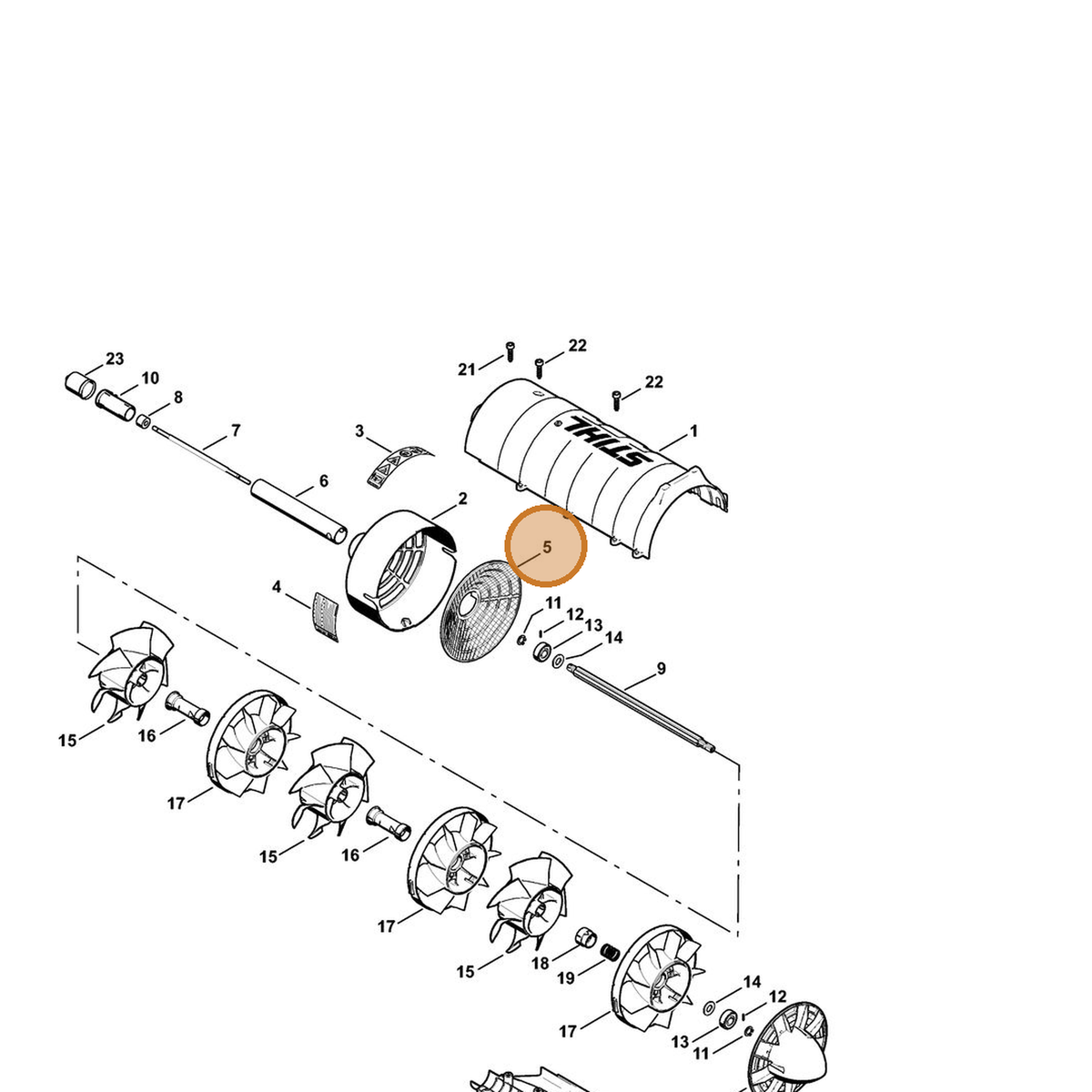 STIHL part 4606-761-0900 — IPL diagram snippet (6x zoom, amber highlight)