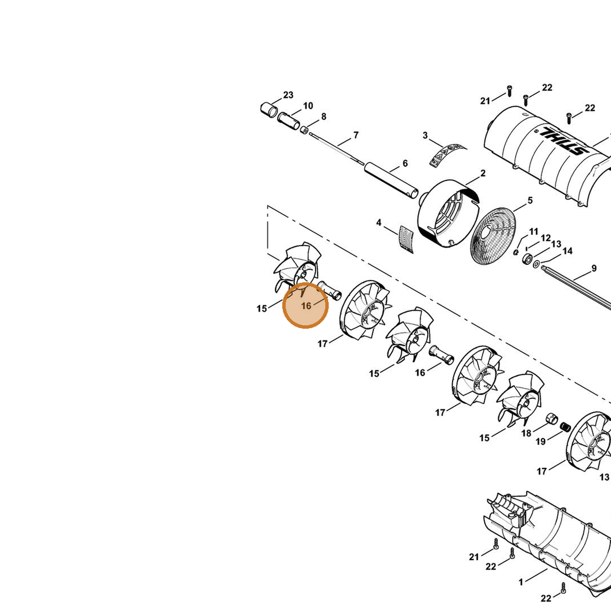 STIHL part 4606-764-2800 — IPL diagram snippet (6x zoom, amber highlight)