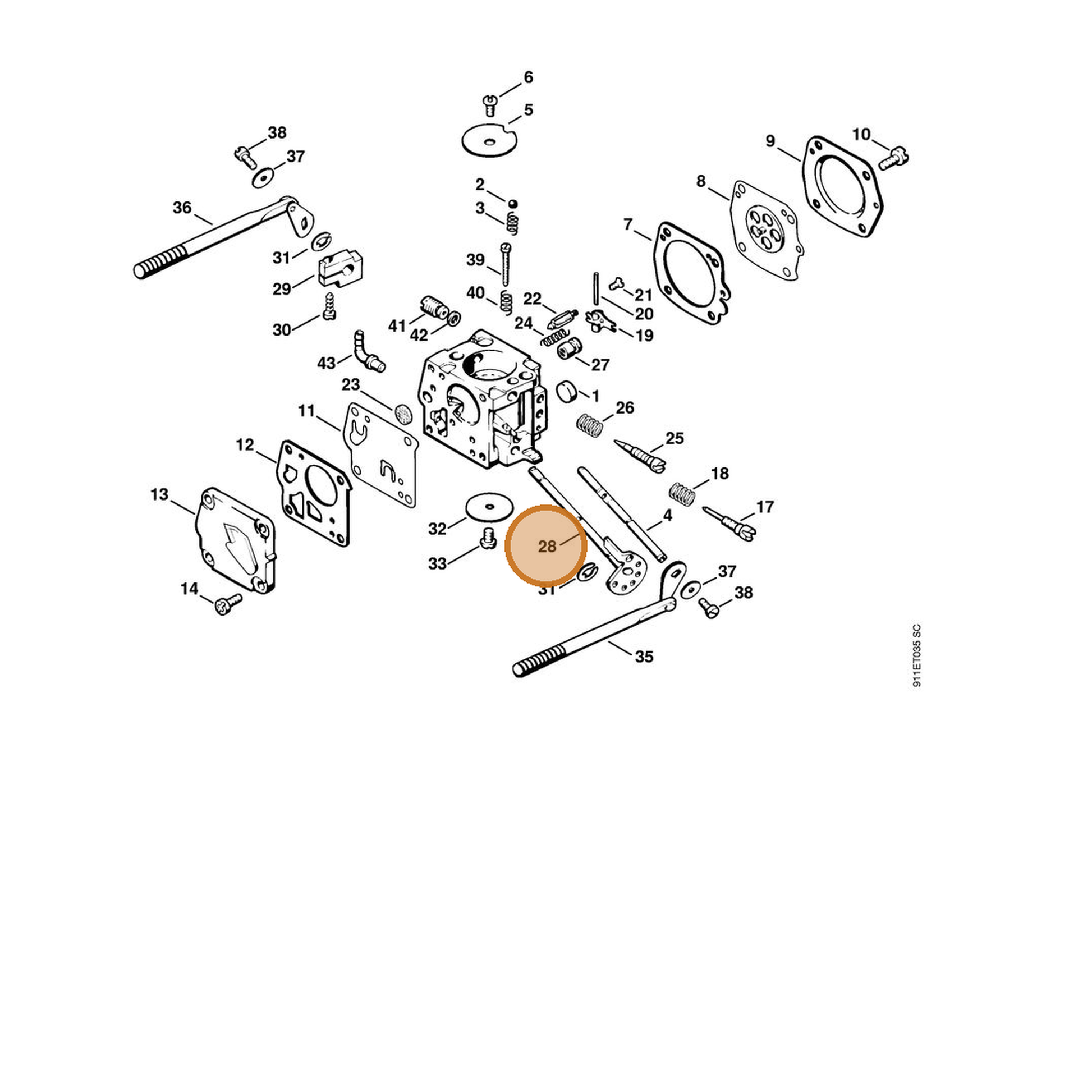 STIHL part 4702-120-7100 — IPL diagram snippet (6x zoom, amber highlight)