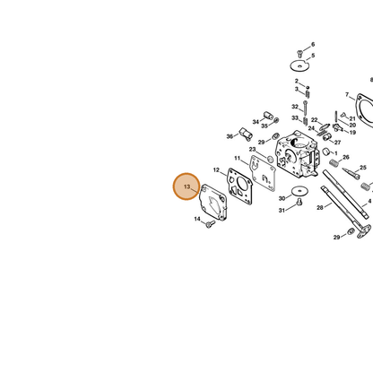 STIHL part 4702-121-0800 — IPL diagram snippet (6x zoom, amber highlight)