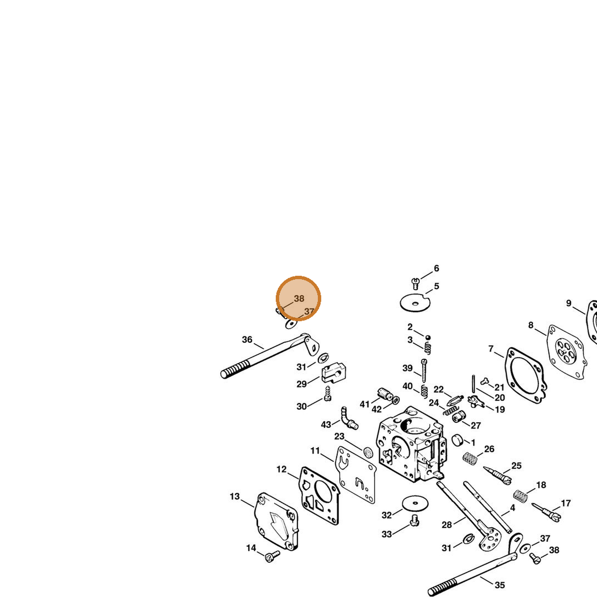 STIHL part 4702-122-7100 — IPL diagram snippet (6x zoom, amber highlight)