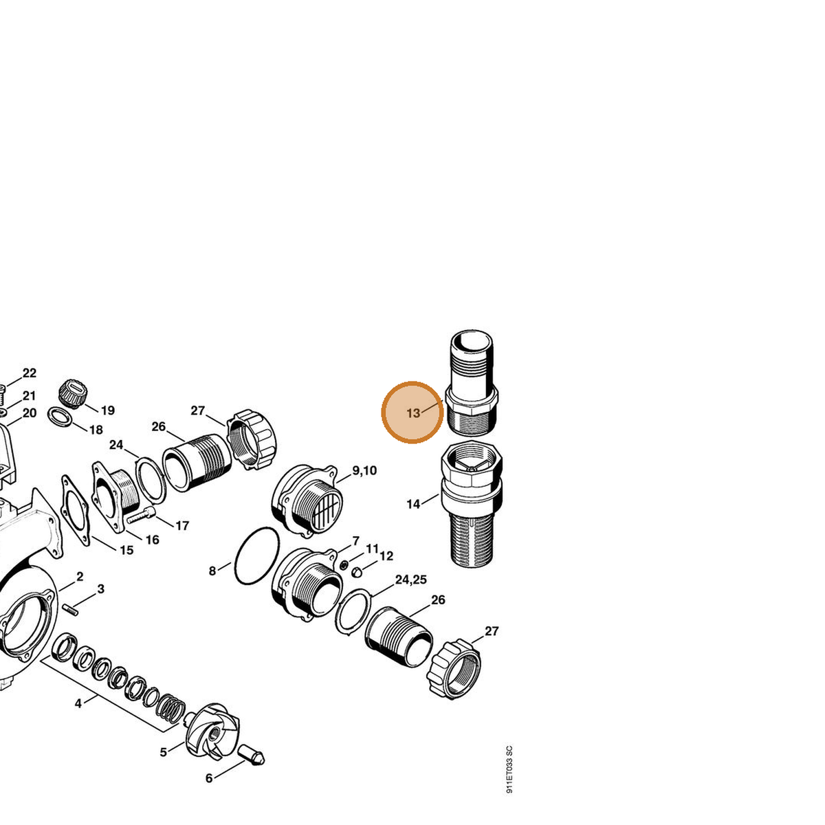 STIHL part 4702-708-7505 — IPL diagram snippet (6x zoom, amber highlight)