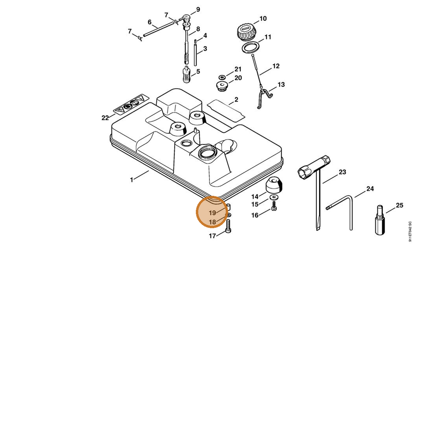 STIHL part 4702-792-8301 — IPL diagram snippet (6x zoom, amber highlight)