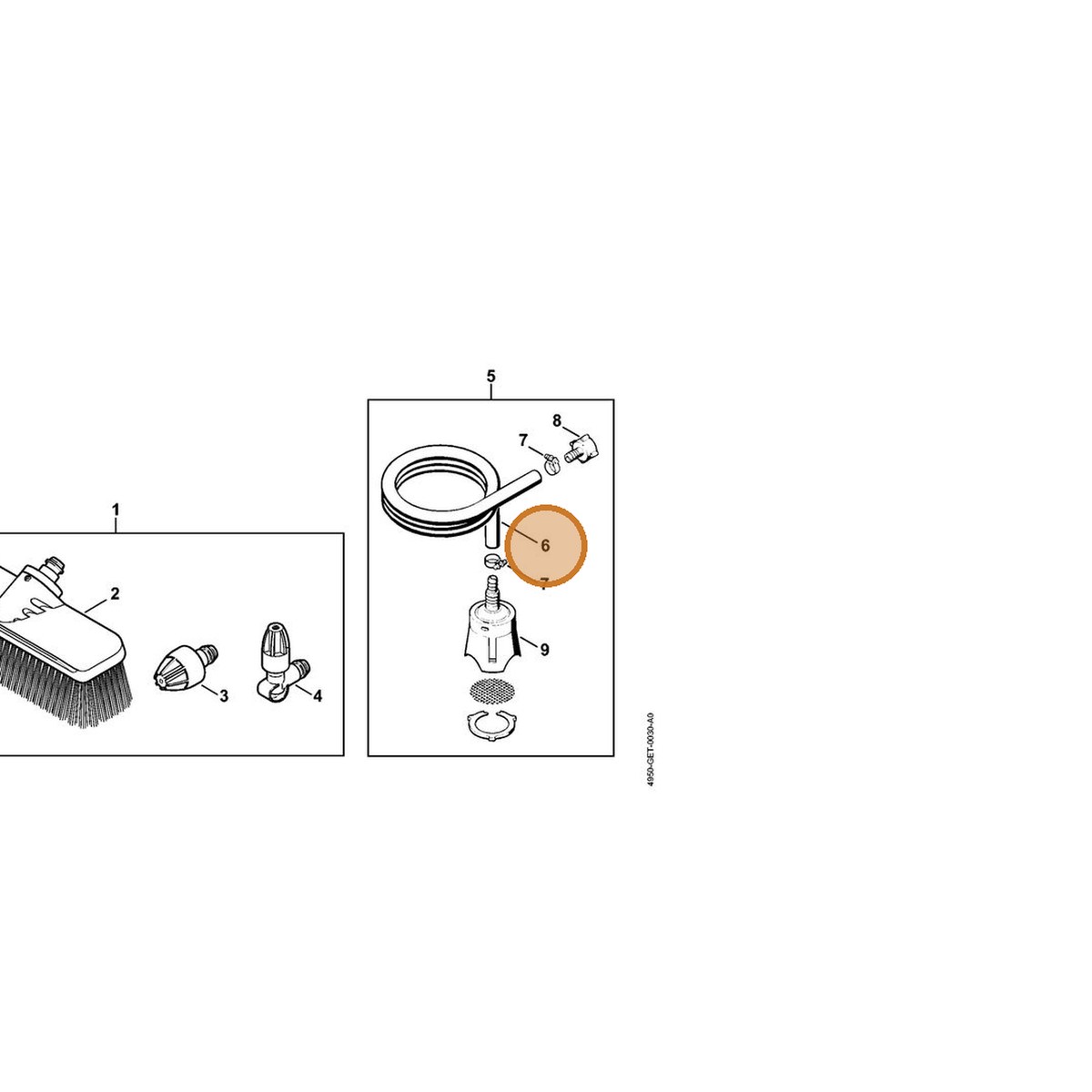 STIHL part 4706-678-1150 — IPL diagram snippet (6x zoom, amber highlight)