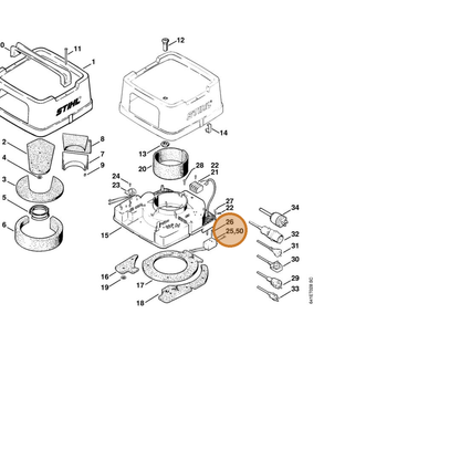 STIHL part 4709-605-1201 — IPL diagram snippet (6x zoom, amber highlight)