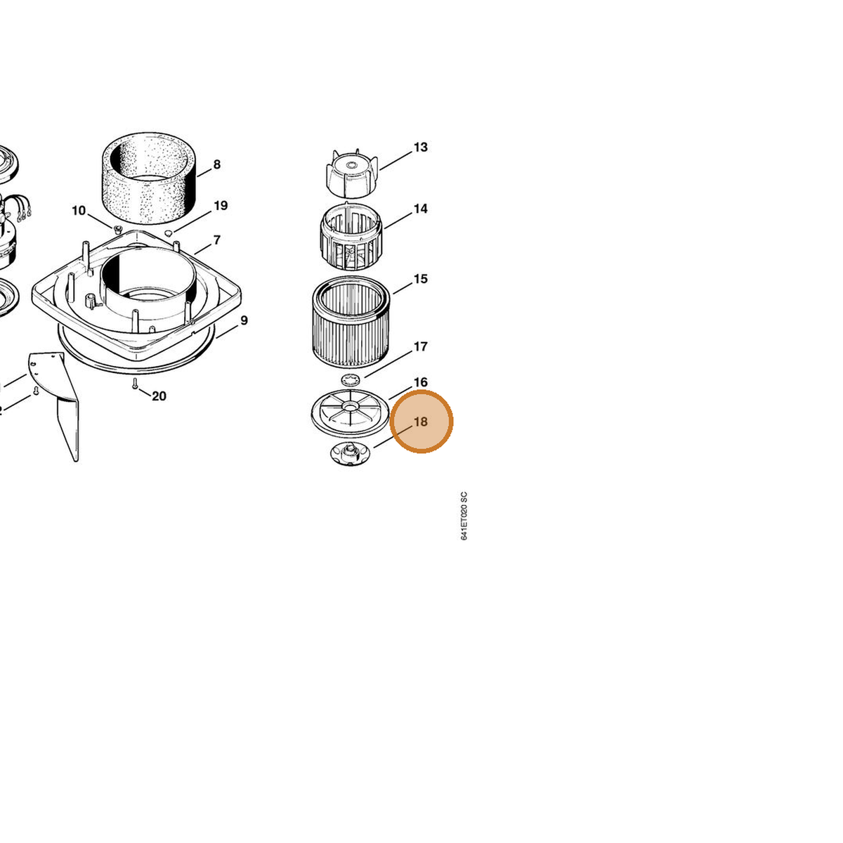 STIHL part 4709-703-8100 — IPL diagram snippet (6x zoom, amber highlight)