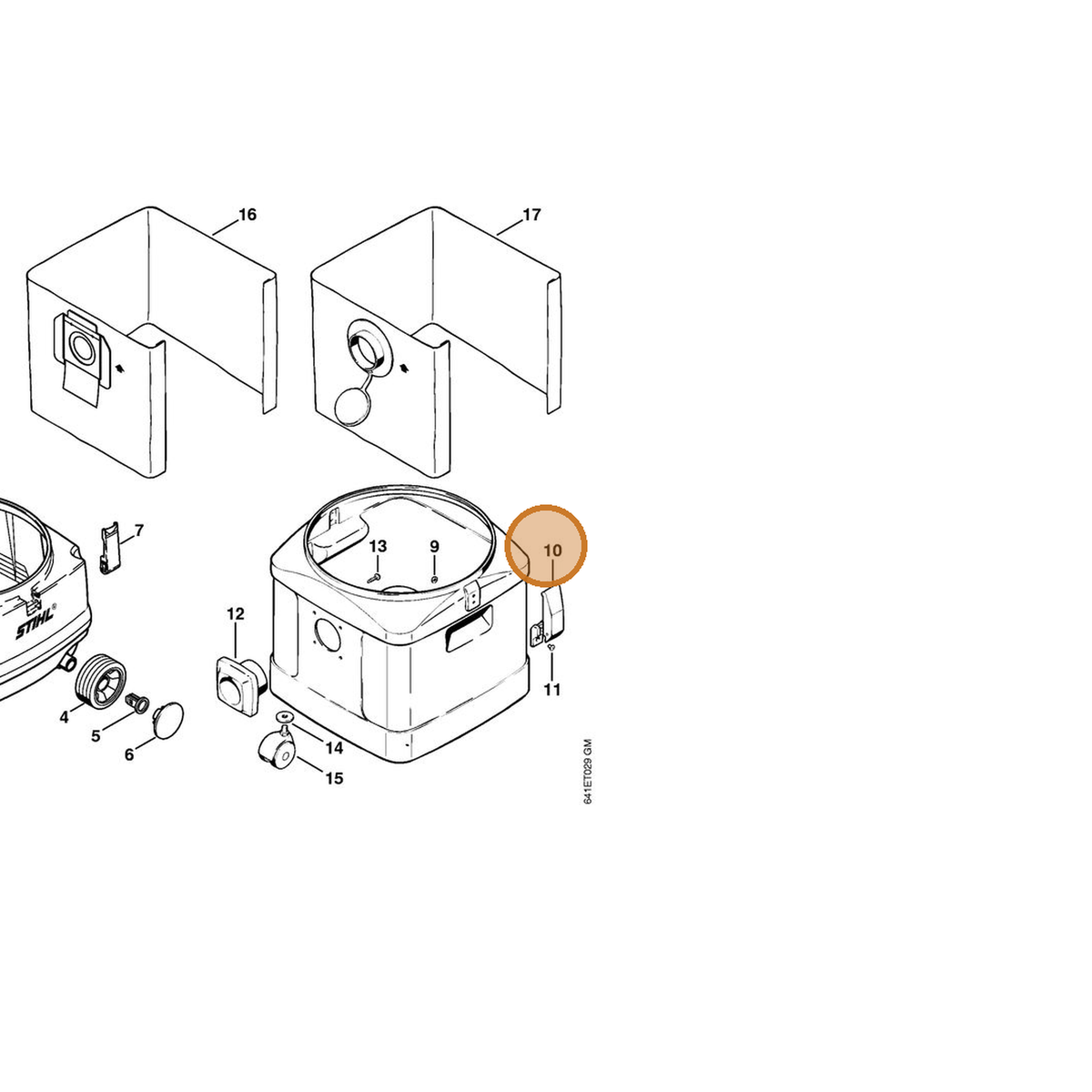 STIHL part 4709-706-1805 — IPL diagram snippet (6x zoom, amber highlight)