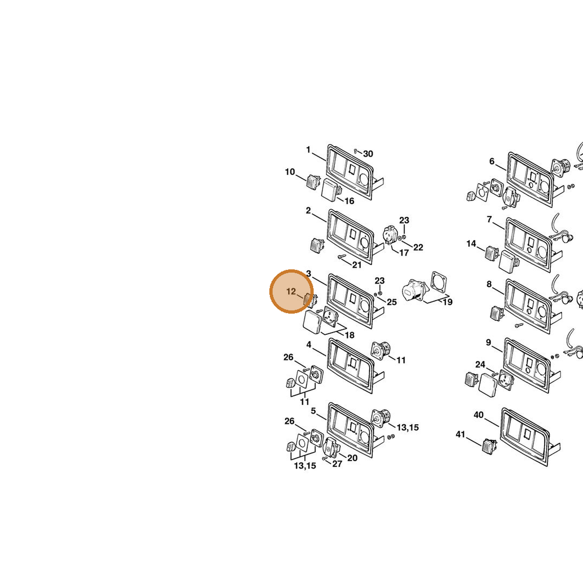 STIHL part 4713-430-0500 — IPL diagram snippet (6x zoom, amber highlight)
